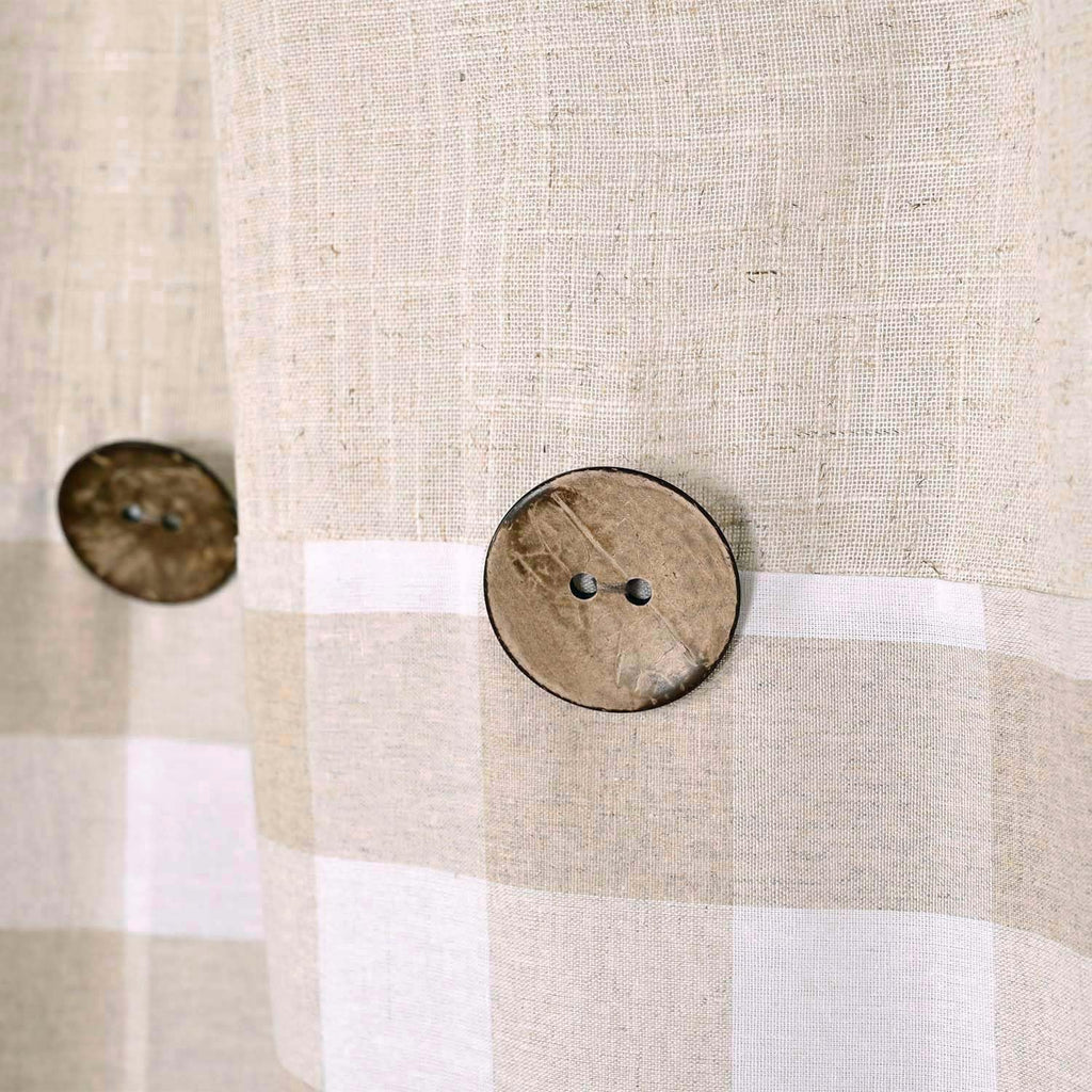 Ides Linen Button Farmhouse, Brown and Beige, 72x72in