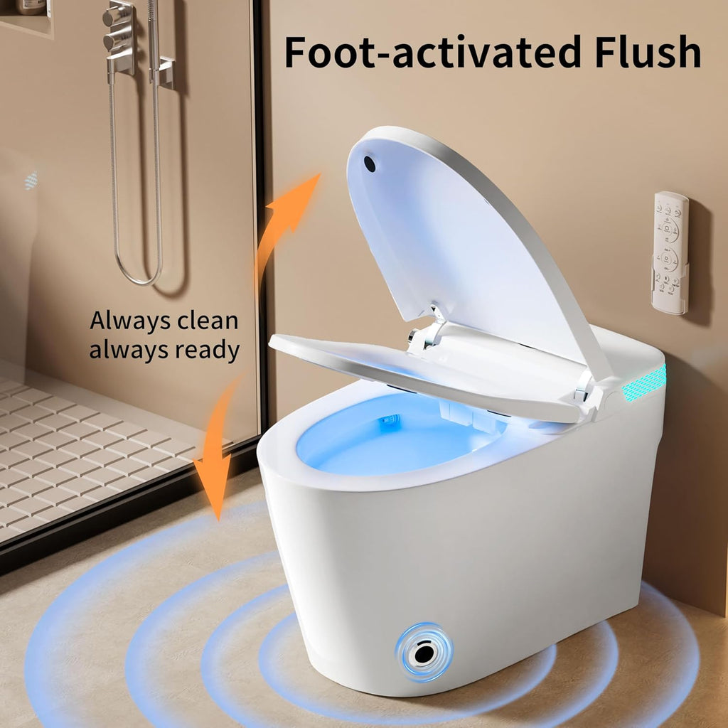 Vipbear Smart Toilet with Built-in Bidet, Bidet Toilet with Heated Seat, Multiple Cleaning Modes