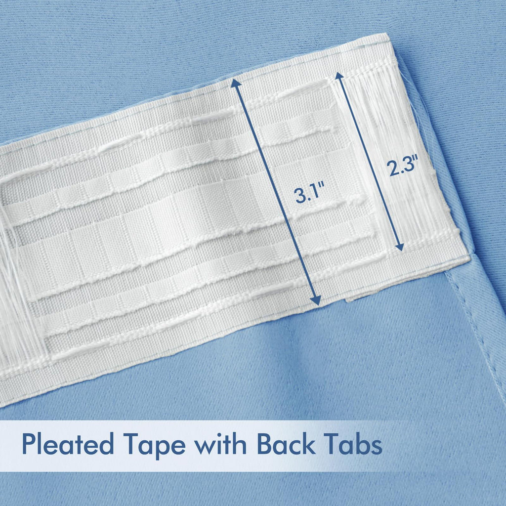 Sky Blue Back Tab Blackout Curtains 52x96 Inch Long 2 Panels Set