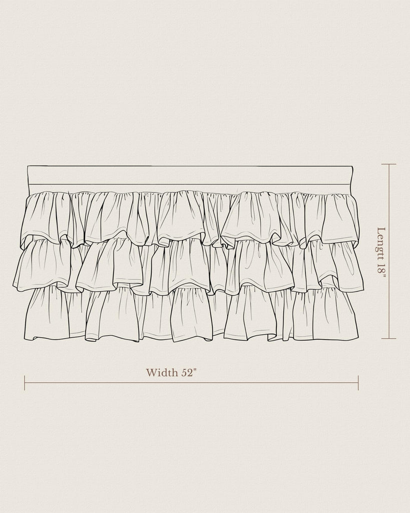 Linen Ruffle Farmhouse Valances for Windows, 52"W x 18"L, 1 Panel