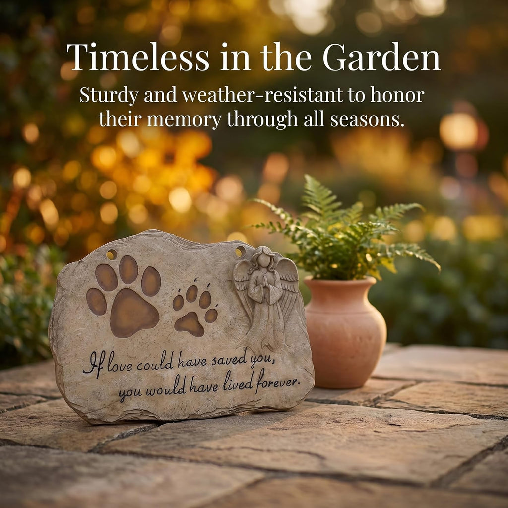 Pet Dog Memorial Stones Headstones Plaques with Angel, Sympathy Paw Prints Pet Dog Memorial Gifts Loss Gifts