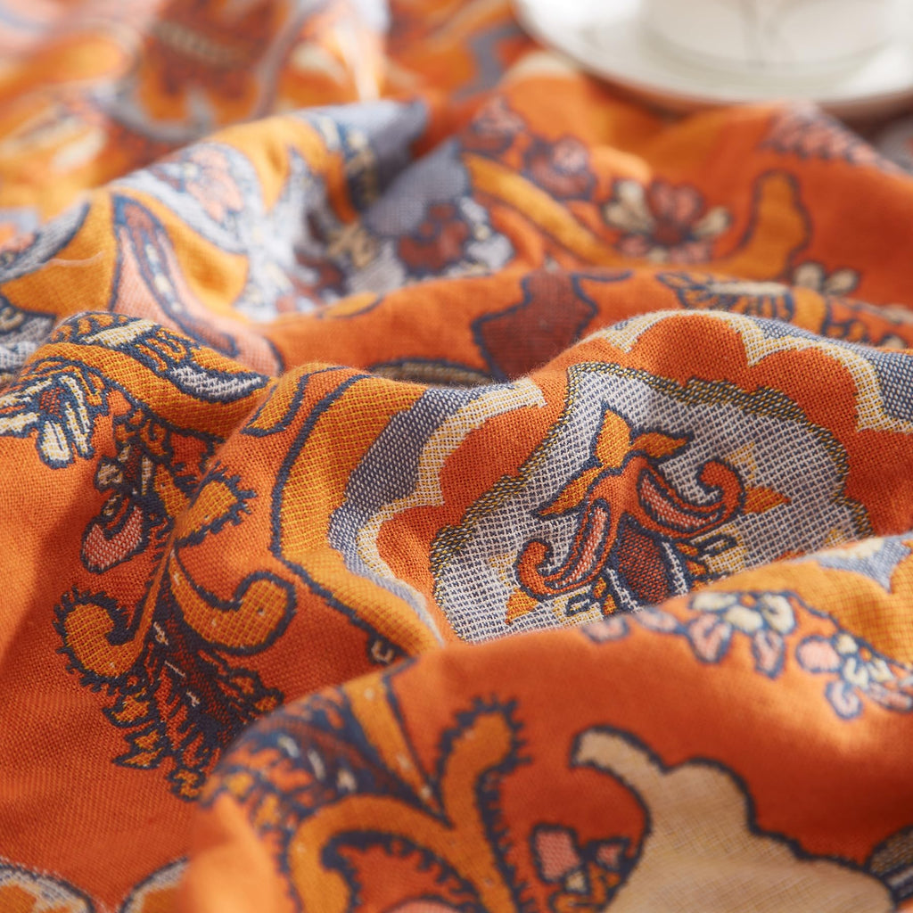 Boho Throw Blanket, 100% Cotton, Woven Floral Pattern, 60"x80"
