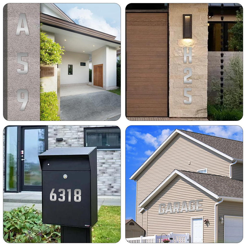 20" Custom 3 PCS Floating Stainless Steel House Numbers, Large Metal Number