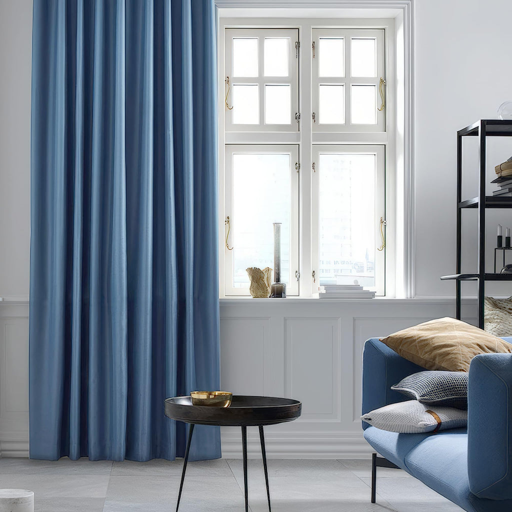 Velvet Blackout Curtains Blue Thermal Insulated Curtains Living Room Darkening Curtains 108 Inches Long Soft Luxury