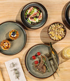 Ceramic Dinnerware Sets for 4, 12 Pieces Porcelain Lightweight Speckled Plates and Bowls Sets
