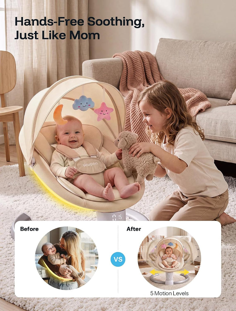Weddell Baby Swings for Infants with Canopy and Mosquito Net, Khaki
