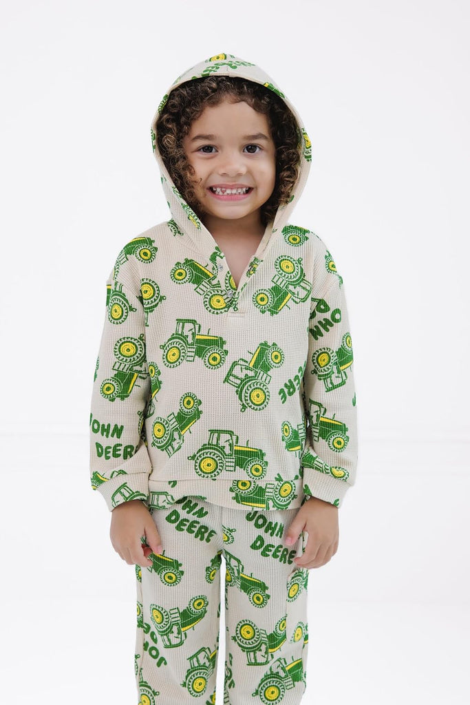 Tractor Waffle Knit Henley Hoodie and Jogger Pants Outfit Set to Little Kid Months - 5)