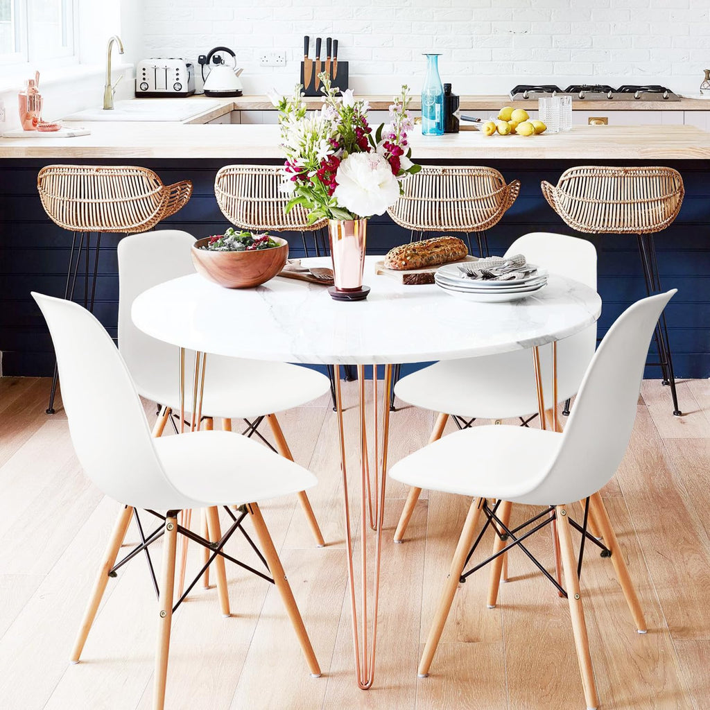 Inspired Eames Style Modern Dining Chair Mid Century Modern DSW, Indoor Plastic Shell Lounge Plastic Chairs Side Chairs Set of 4
