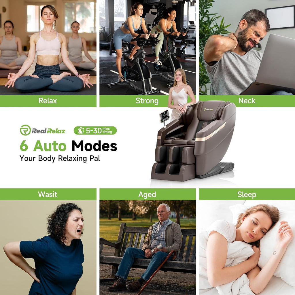 Full Body Shiatsu Massage Chair Relaxation | Zero Gravity Recline, Pre-Assembled, 6 Auto Modes, Foot Massage, Waist &