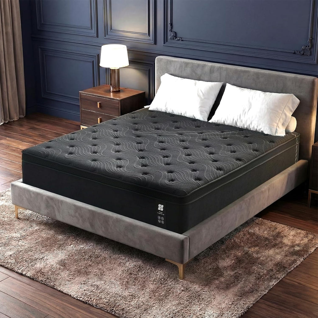 12 Inch Queen Mattress, Memory Foam Mattress in a Box with Memory Foam & Pocket Springs for Motion Isolation, Queen
