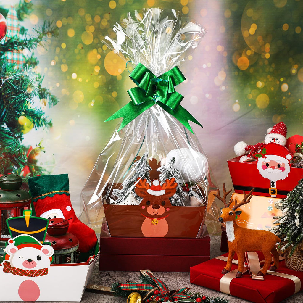 72 Pcs Christmas Gift Baskets Empty to Fill Kit DIY Basket for Gifts Empty Bulk Market Tray Favor with Handles Clear