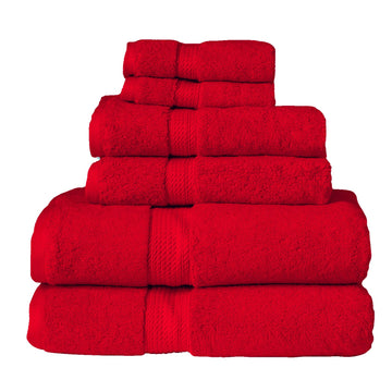 Buckingham Egyptian Cotton 6-Piece Towel Set, Washcloths, Hand Towels, Bath Towels, Red