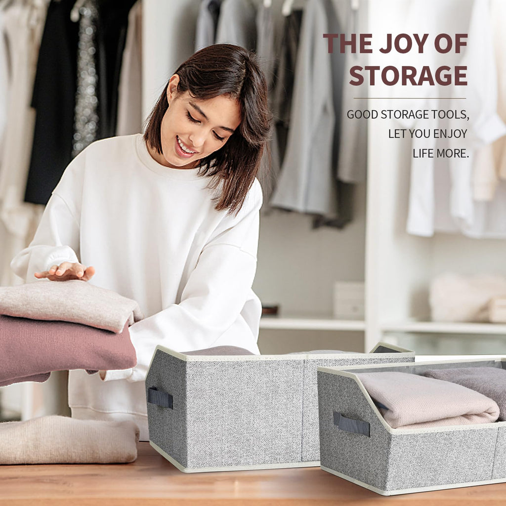 Closet Organizers Bins 6 Packs - Large Closet Shelf Organizer with Handles, Fabric Trapezoid Storage Bins
