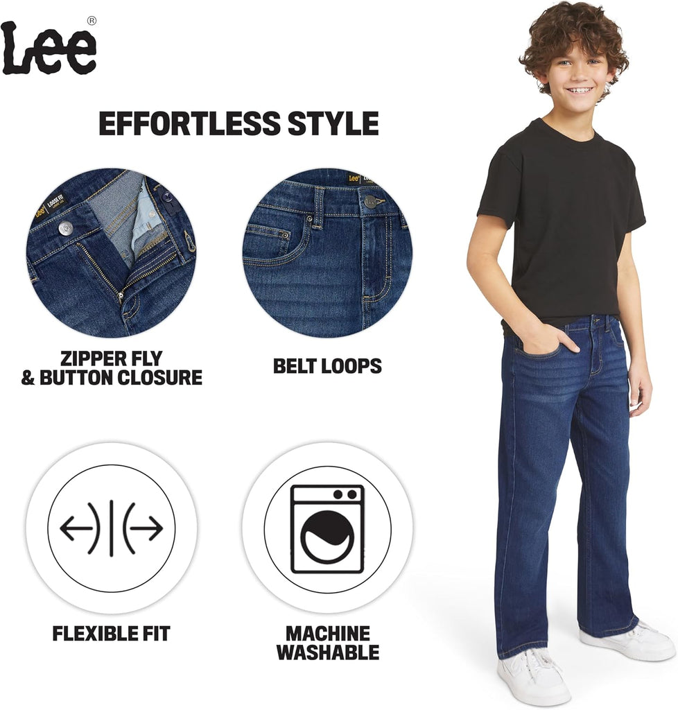 Boys' 5 Pocket Loose Fit Stretch Waist Denim Jeans