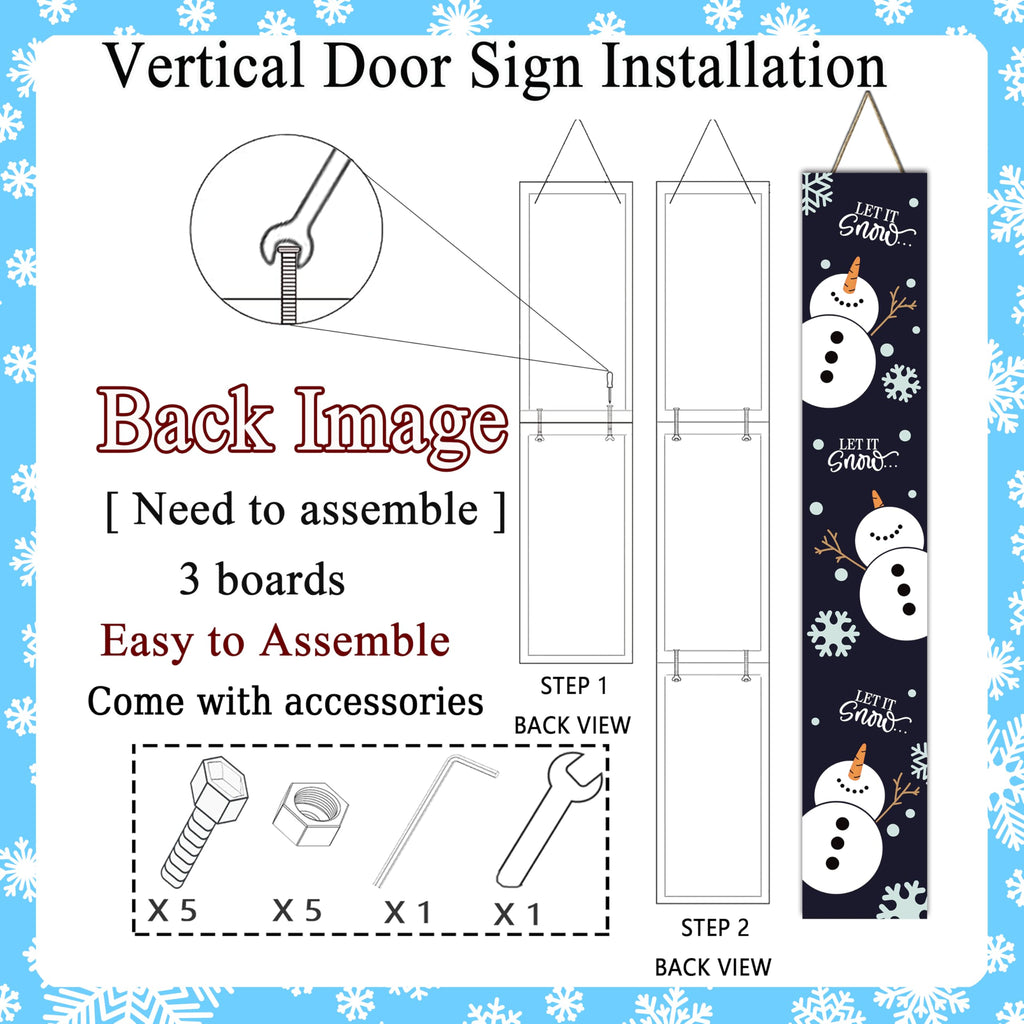 Christmas Porch Sign Let It Snow Winter Front Door Hanging Decor Welcome Wooden Vertical Indoor Outdoor Standing Sign