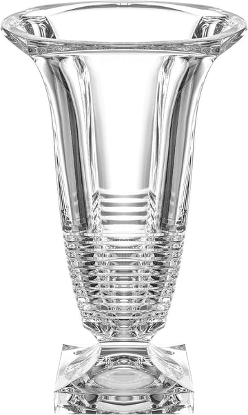 Vase - Cut Crystal - Handmade Glass - 12.8" Height - Footed - for Flowers - Roses - Made in Europe - by