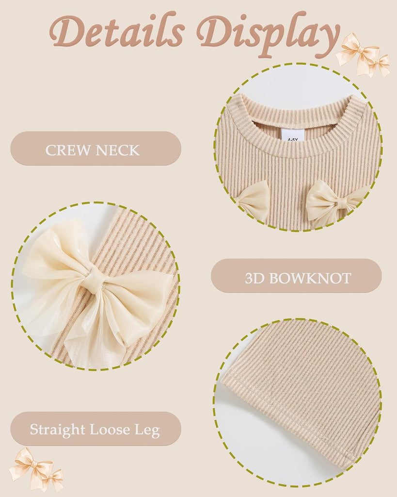 Toddler Girl Clothes 2 Piece Little Girls Bowknot Fall Outfits