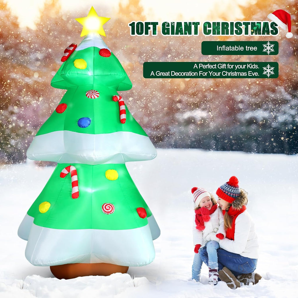 10 FT Tall Christmas Tree Inflatables Outdoor Decorations, Large Inflatable Christmastree with Bright LED Lights &