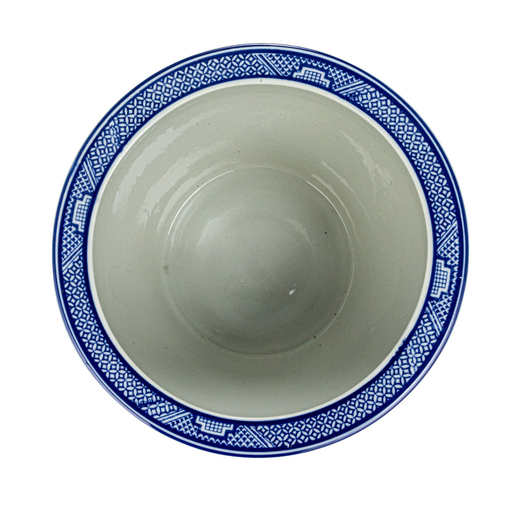 Hand-Painted Stoneware Planter, Blue and White
