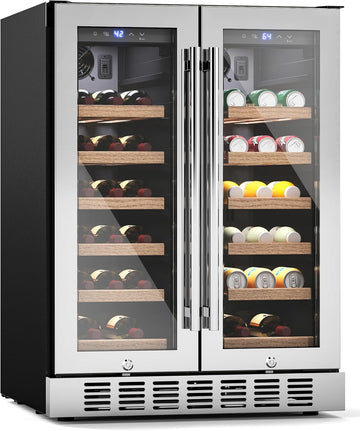 Wine Fridge Beverage Refrigerator - 24 Inch Wine Cooler Refrigerator, 34 Bottles