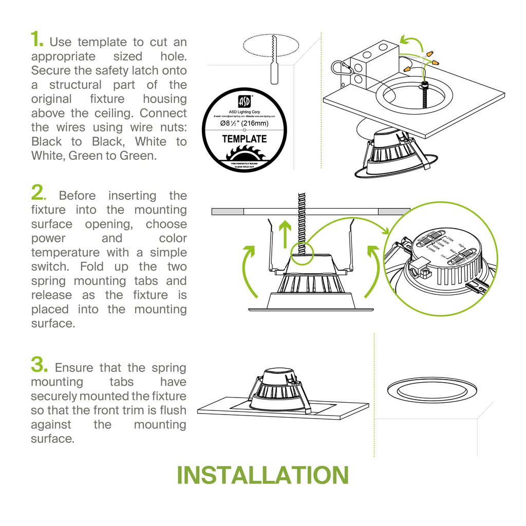 4 Pack 8 Inch 35W High Output Commercial Canless LED Downlight