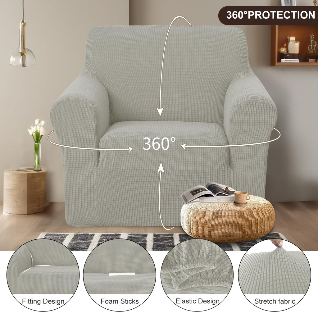 Stretch Recliner Chair Cover Armchair Slipcover, Taupe