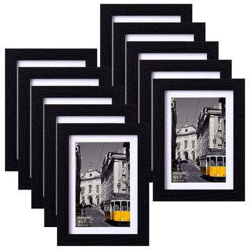 5x7 Picture Frames, Acrylic Cover, Black, Set of 10
