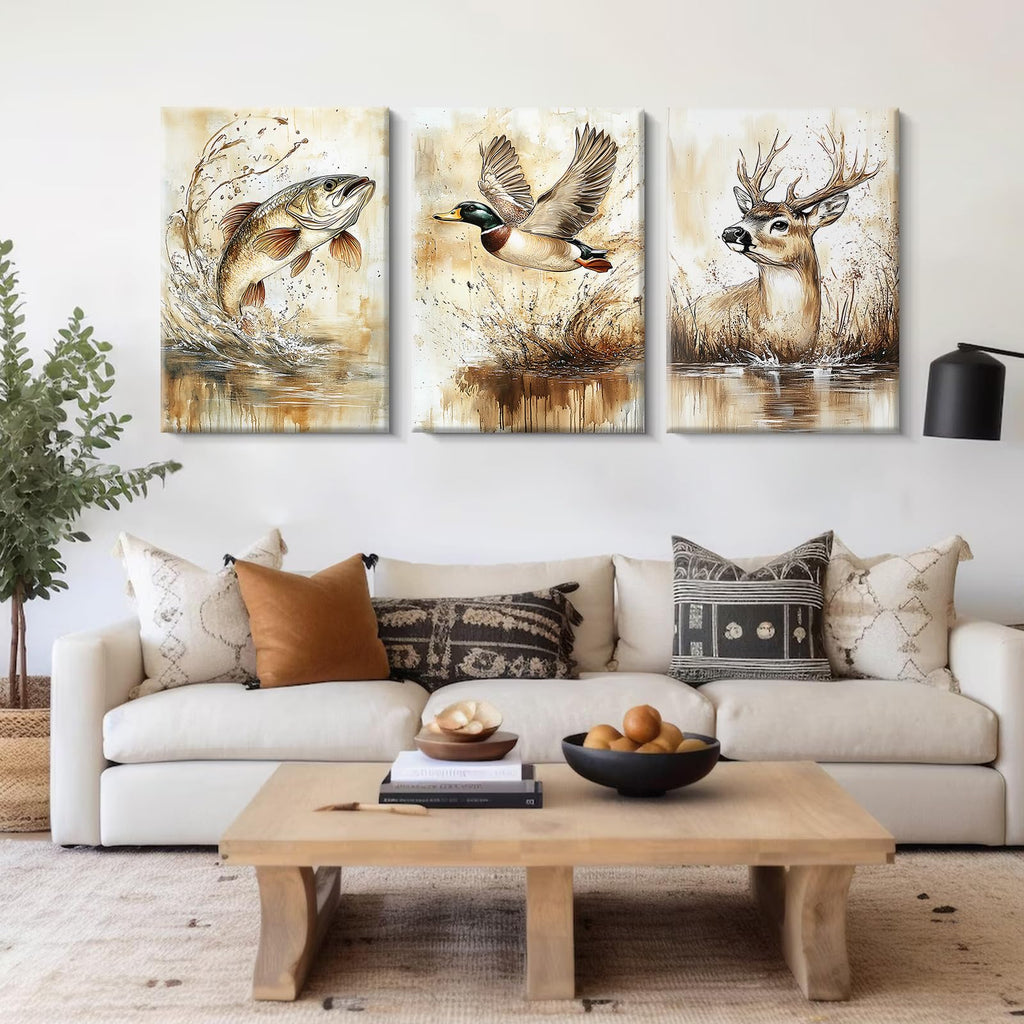 Hunting Nursery Wall Art Decor Wildlife Boys Room Pictures Fishing Poster