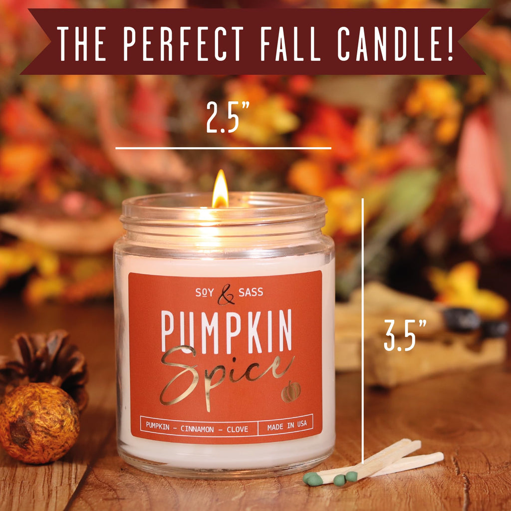 Pumpkin Spice Candle, Fall Candles - 'Pumpkin Spice' Pumpkin Candle I Infused w/Essential Oils I Autumn Scented Soy