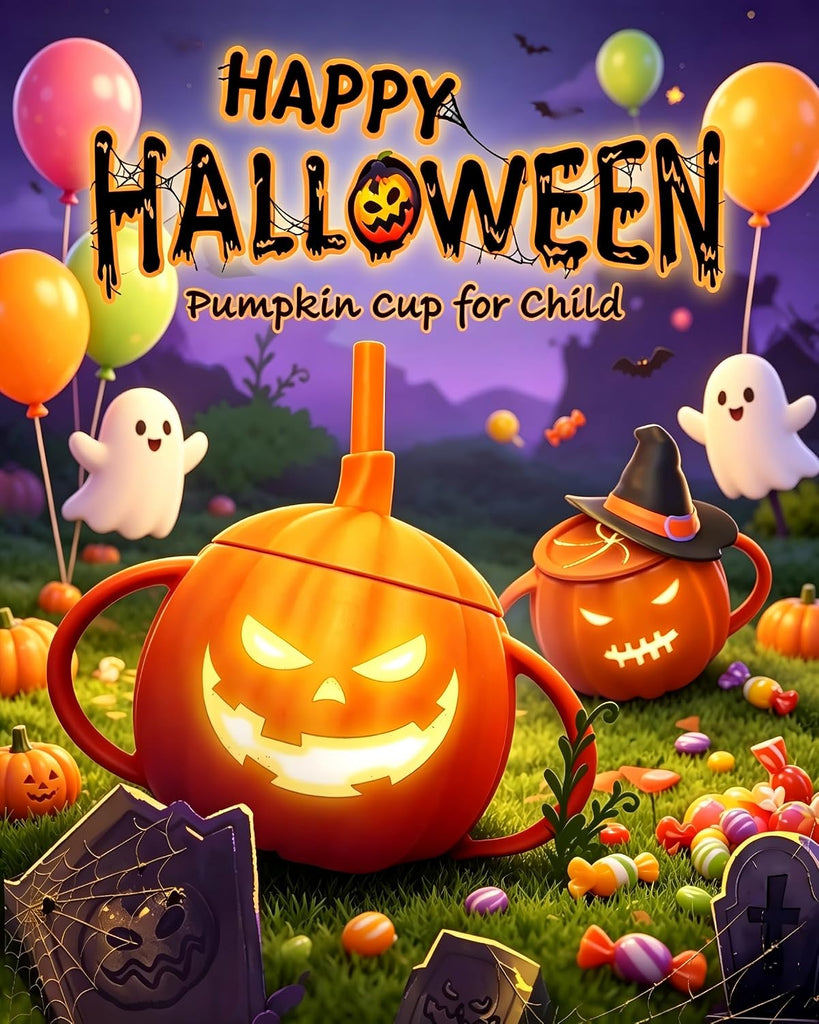 In-1 Silicone Pumpkin Toddler Cup, Converts to Straw/Snack Cup