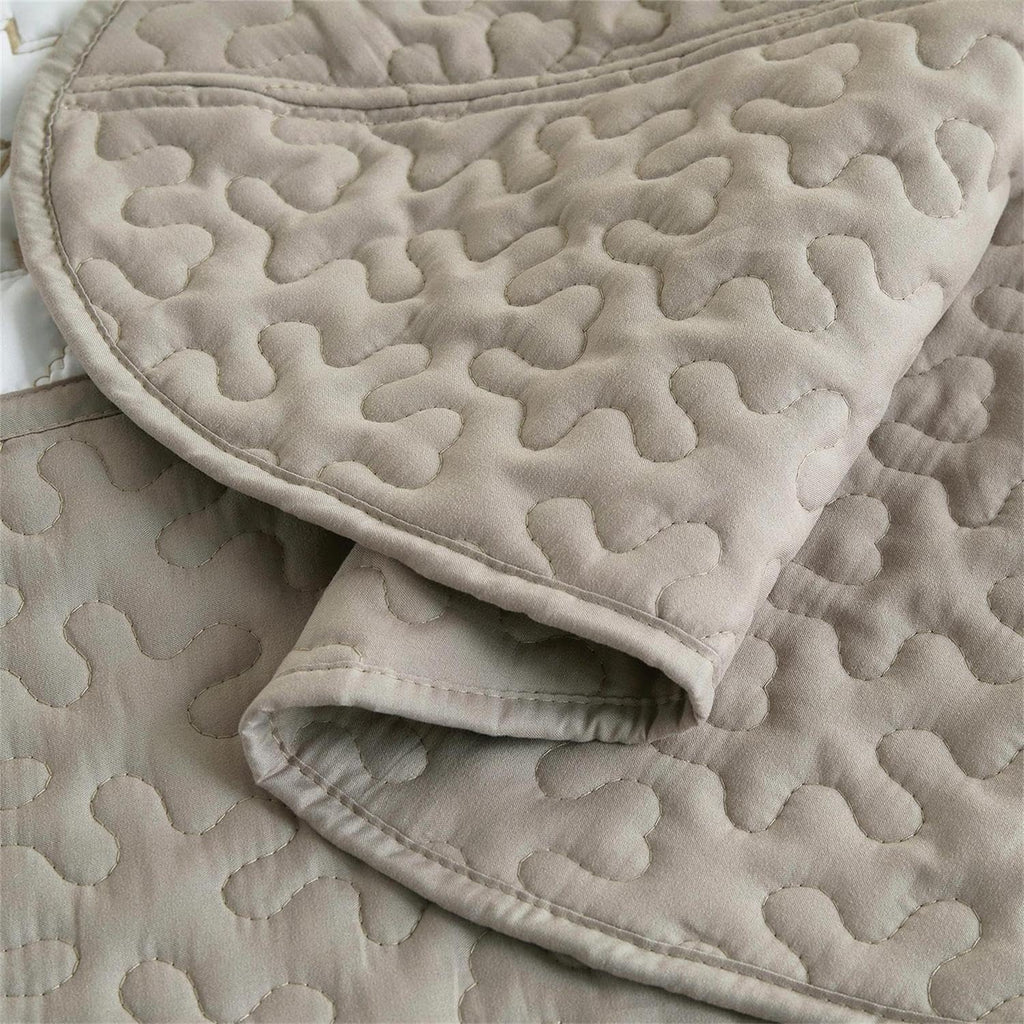 Oversized King Quilt Set Taupe-128x120 Super King Bedspread with 2 Pillow Shams-Exquisite Embroidery Bedding
