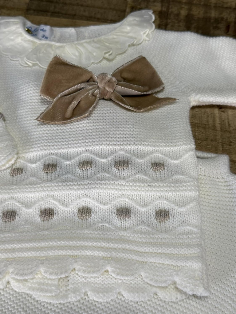 Piece Baby Long Sleeve Sweater Pants Hat Set Boys Girls Newborn Knitted Coming Home Outfit - Made in Spain