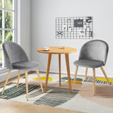 FurnitureR Upholstered Velvet Dining Chair Mid Back Armless with Wood Legs for Home Kitchen Bedroom Living Room