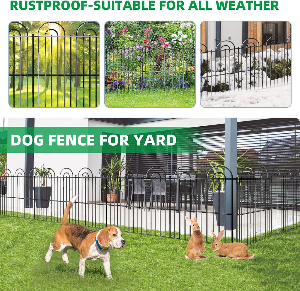 25 Panels No Dig Decorative Garden Fence, 32in(H) X 50ft(L) Tall Dog Fence Outdoor for Yard, Rustproof Metal Wire