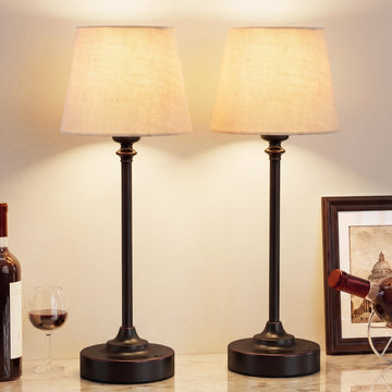 Cordless Table Lamp Rechargeable Bronze - 2 Pack Brass 4000mAH Battery Operated Lamp for Decor, 3000K Stepless