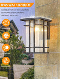 Rustic Dusk to Dawn Outdoor Wall Light Fixture 13.8"H Waterproof Exterior Wall Sconces Black Metal with Seeded Glass
