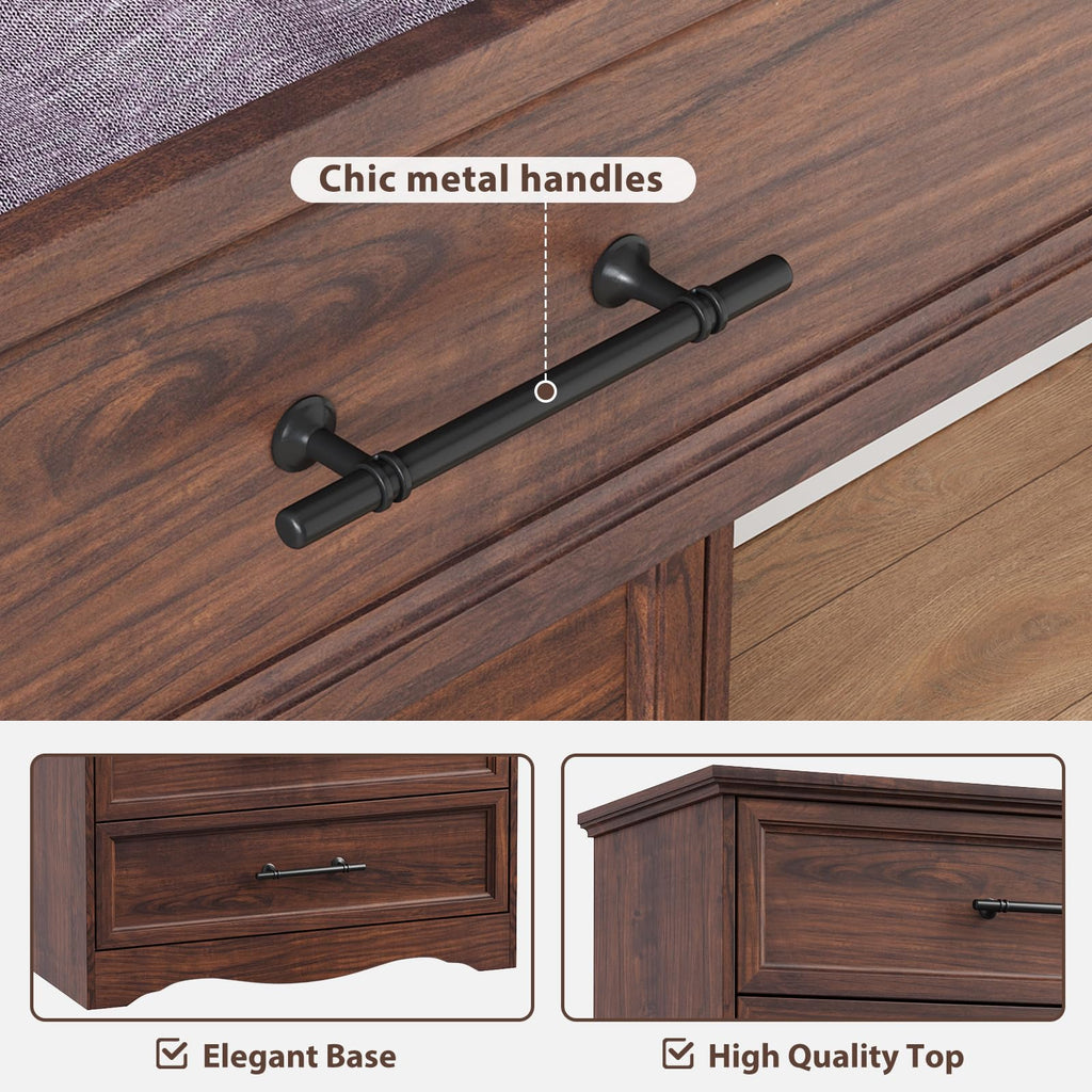 Walnut 7 Drawer Dresser, 52" Tall Chest of Drawers