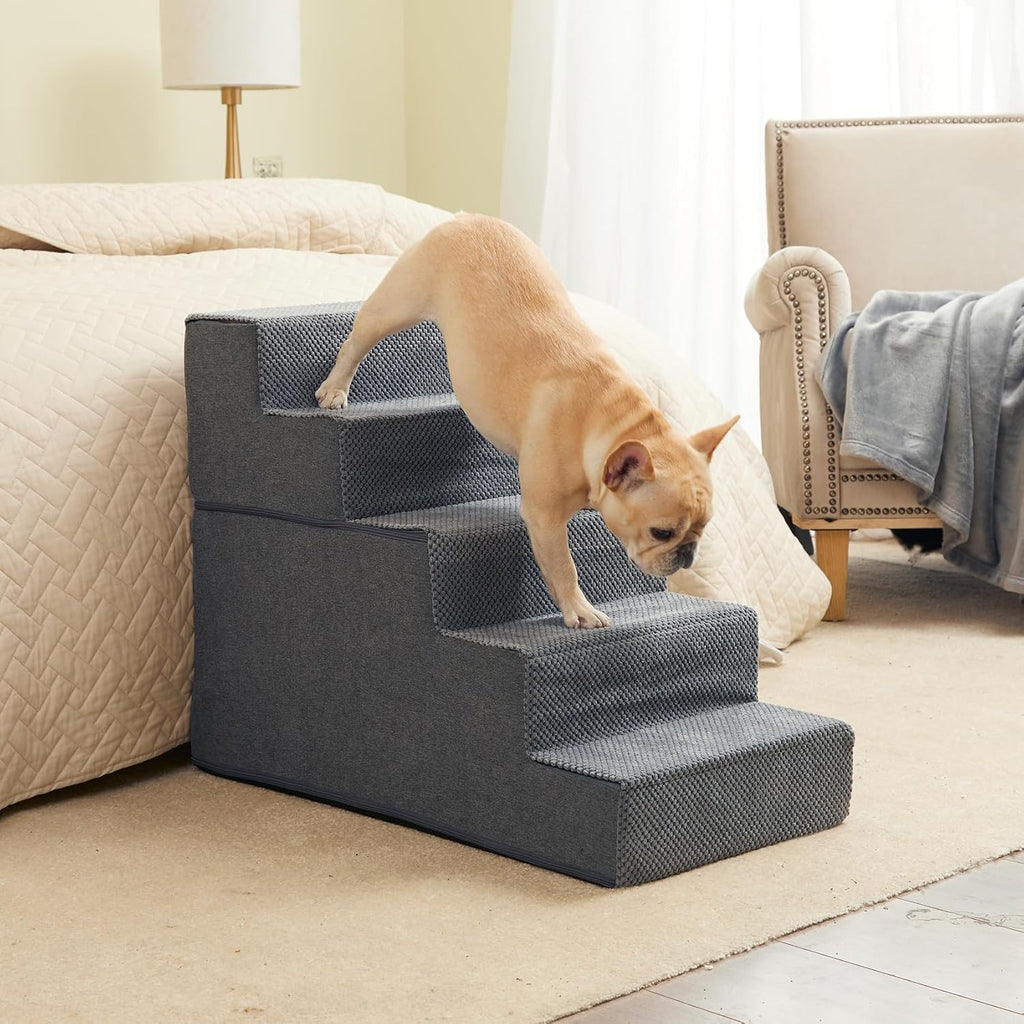 Dog Stairs for High Bed 22.5" H, 5-Step Dog Steps for Bed, Pet Steps for Small Dogs and Cats