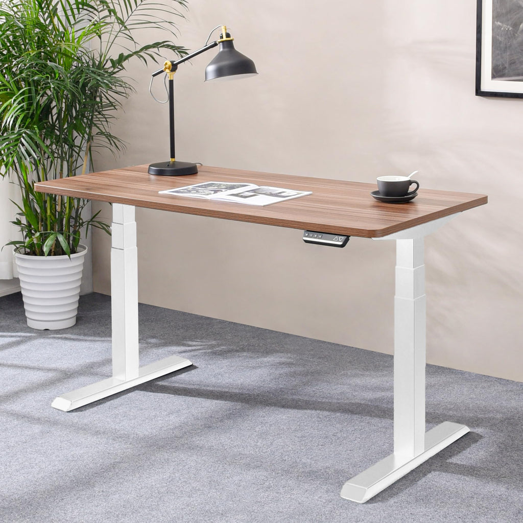 Dual Motor Standing Desk Frame 3 Tier Legs Sit Stand up Electric Height Adjustable Desk Base (White)