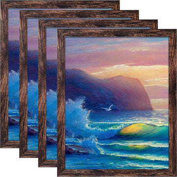 18x24 Frame Pack of 4, Gallery Poster Picture Frames for Wall Mounting, Rustic Brown