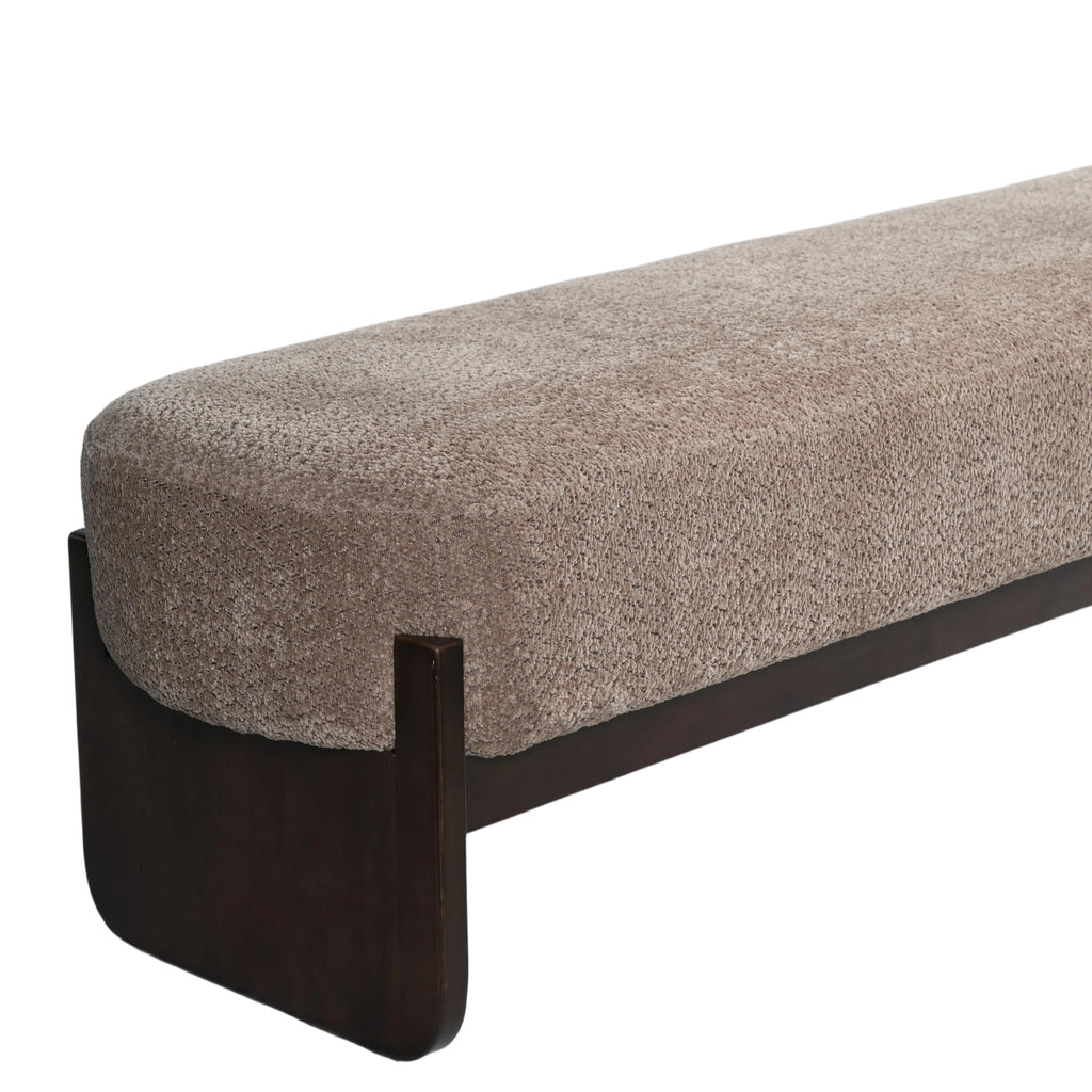 Arden Minimalist Style Rectangular Loop Yarn Fabric Ottoman Bench, Rubberwood Frame, Entryway Bench, Living Room Sofa