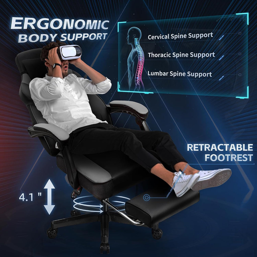 Gaming Chairs for Adults, Computer Chair with Footrest and High Back, Big and Tall Gamer Chair's with Massage Lumbar