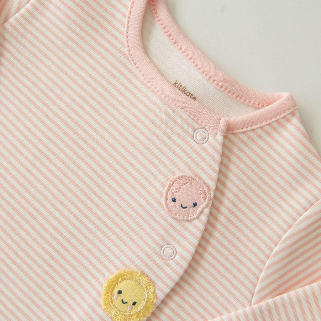 Organic Cotton Baby Piece Outfit Set, Wrap Front Top and Pants with Planet Appliqué