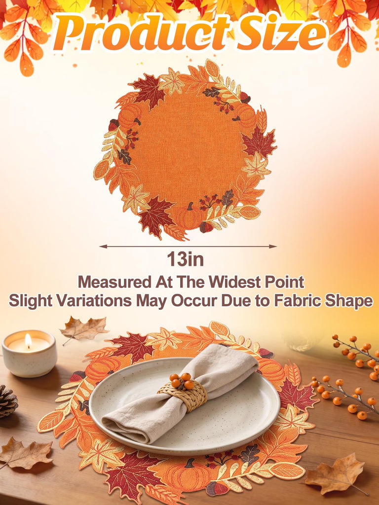 Fall Placemats Set of 6 for Thanksgiving Table Decor