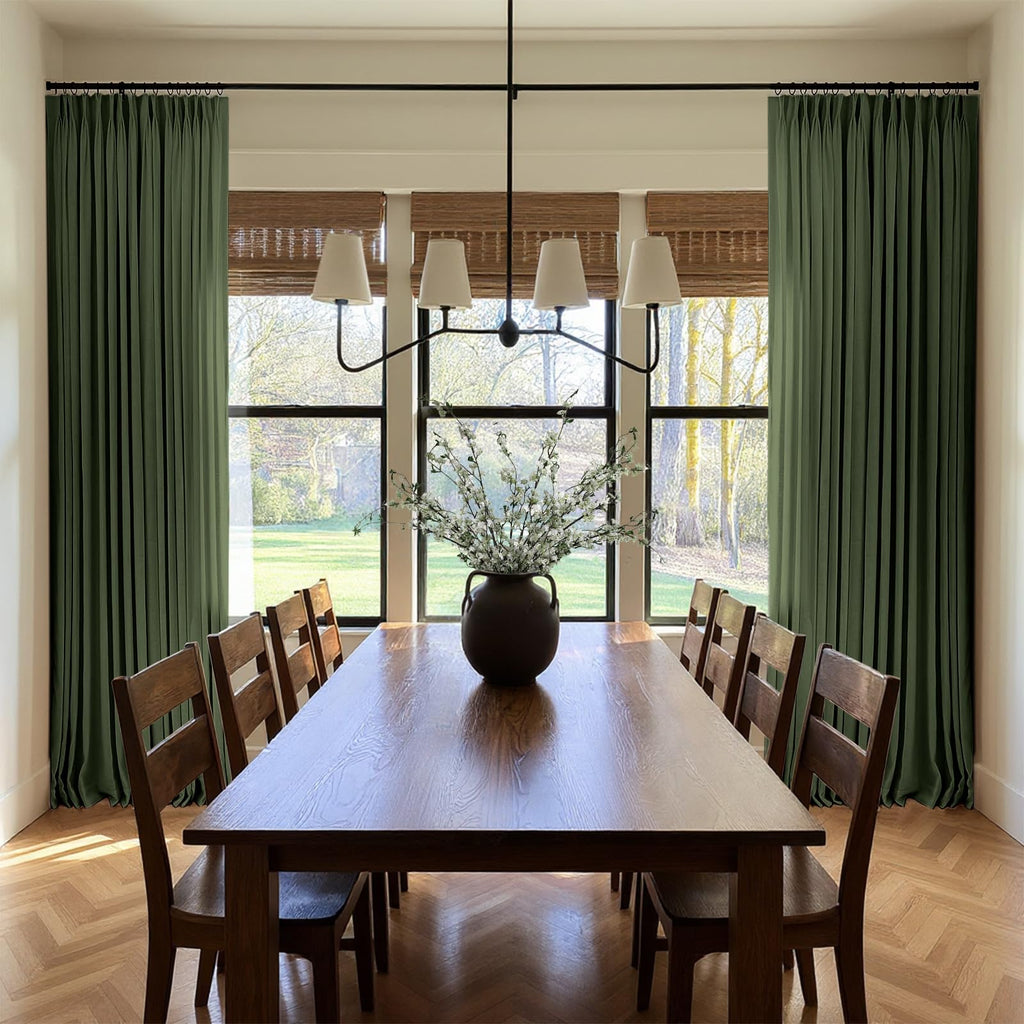 Memory Trained Pinch Pleated Thick Linen Curtains 108 Inches Long