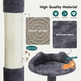 54-inch Indoor Cat Tree Tower - Multi-Level Pet House for Large Cats with 2 Condos, Scratching Posts, Round Platform