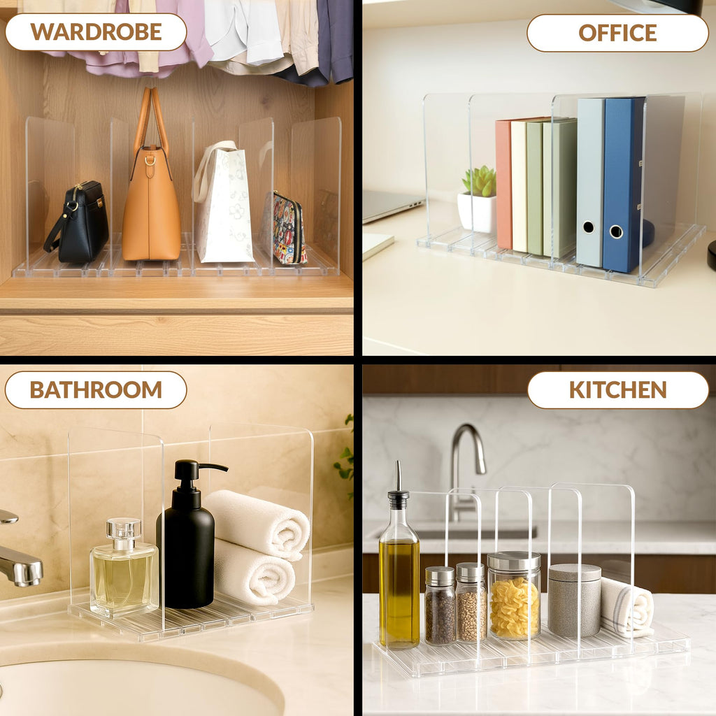 Adjustable Bag & Purse Organizer for Closet | Clear Shelf Dividers for Closet Organization, Vertical Handbag