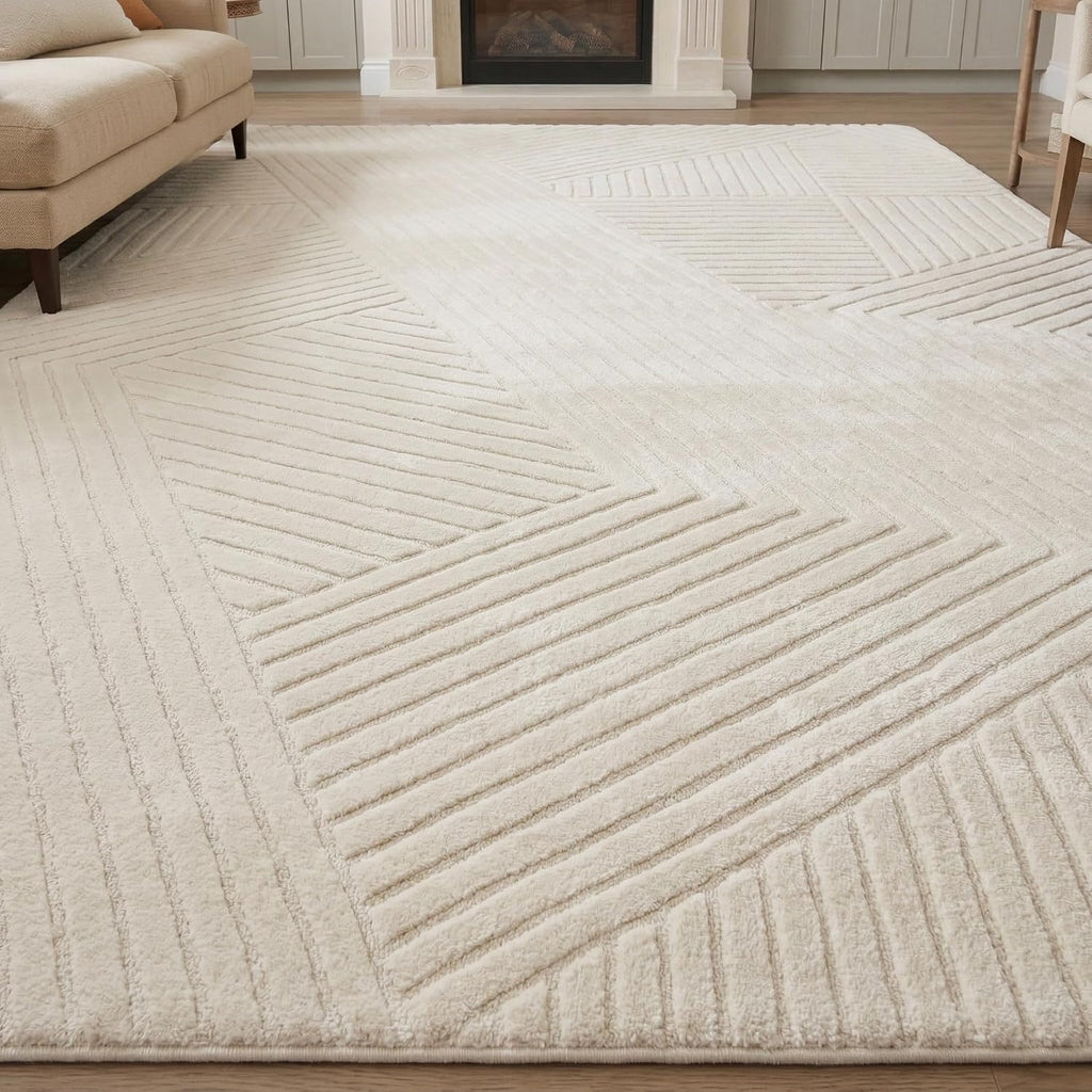 Beige Solid Color Area Rug, Washable Rugs Bedroom