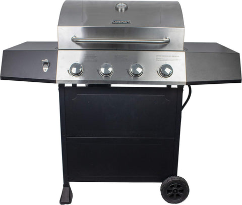 4-Burner Propane Gas Grill, 44,000 BTU Stainless Steel BBQ Grill with Cast Iron Grates, Side Tables, and Large Cooking Area for Outdoor Patio