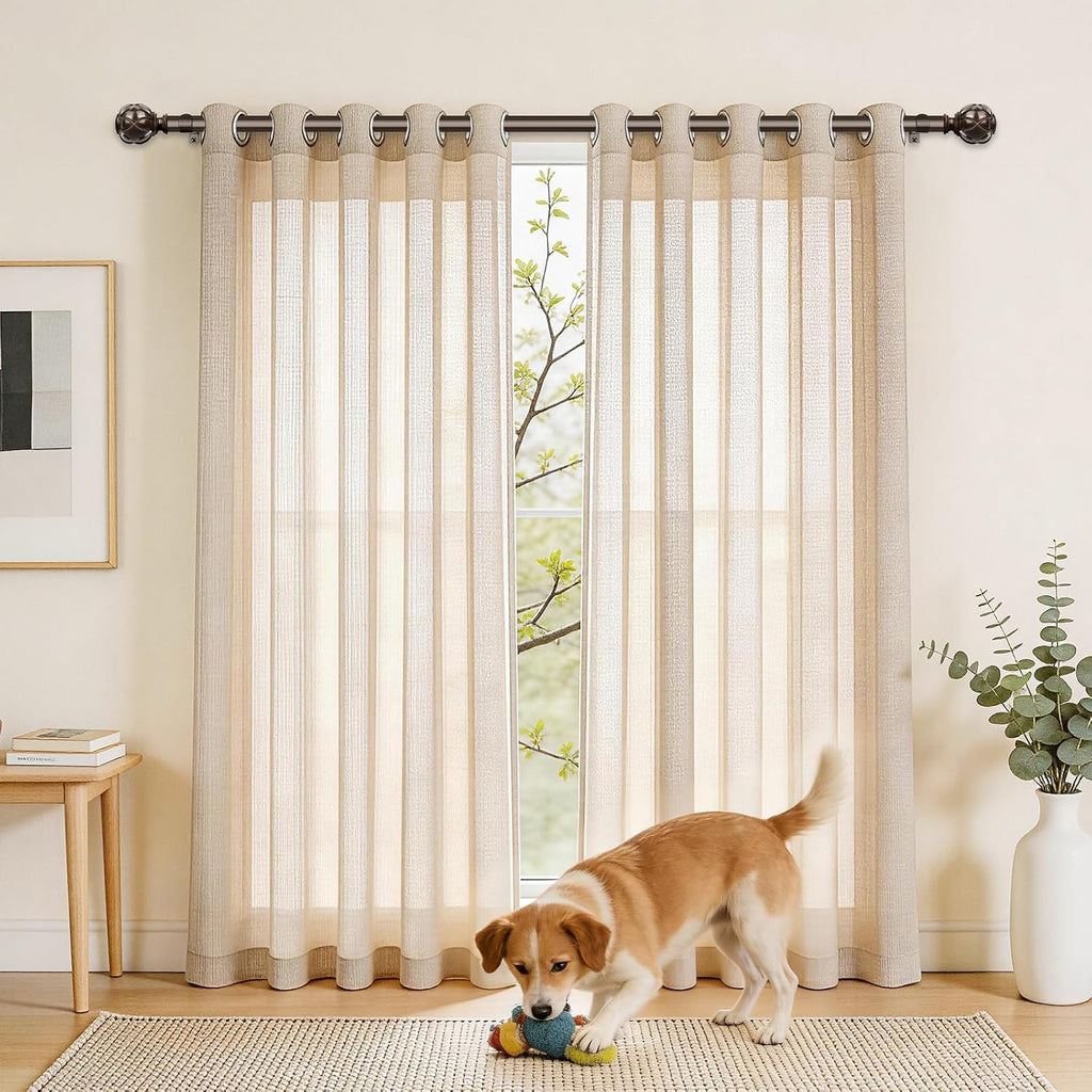 Curtain Rods for Windows 2 Pack, Bronze| 6/8" Diameter, 22lbs Weight Capacity, Decorative Adjustable